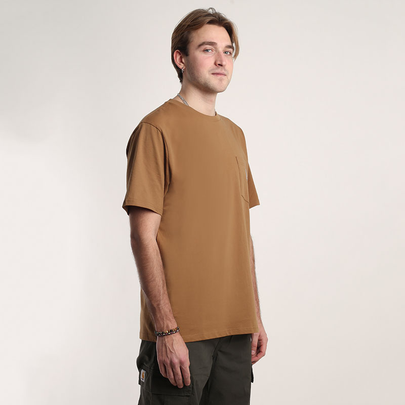 мужская коричневая футболка Carhartt WIP  S/S Pocket T-Shirt I030434-jasper - цена, описание, фото 3